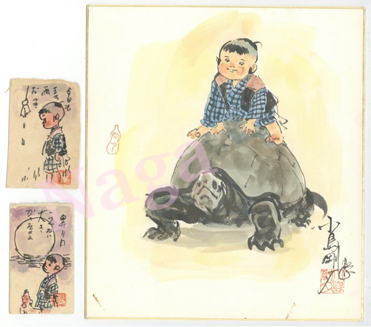 小島剛夕｜カラーサイン色紙+直筆カード2枚付き　子連れ狼